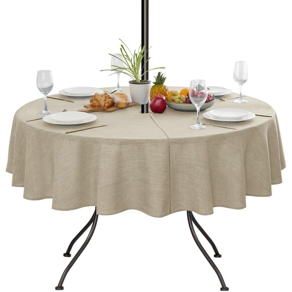 Stylish 60-Inch Round Table Cover with Invisible Zipper - Perfect for Patios - Picture 2 of 8